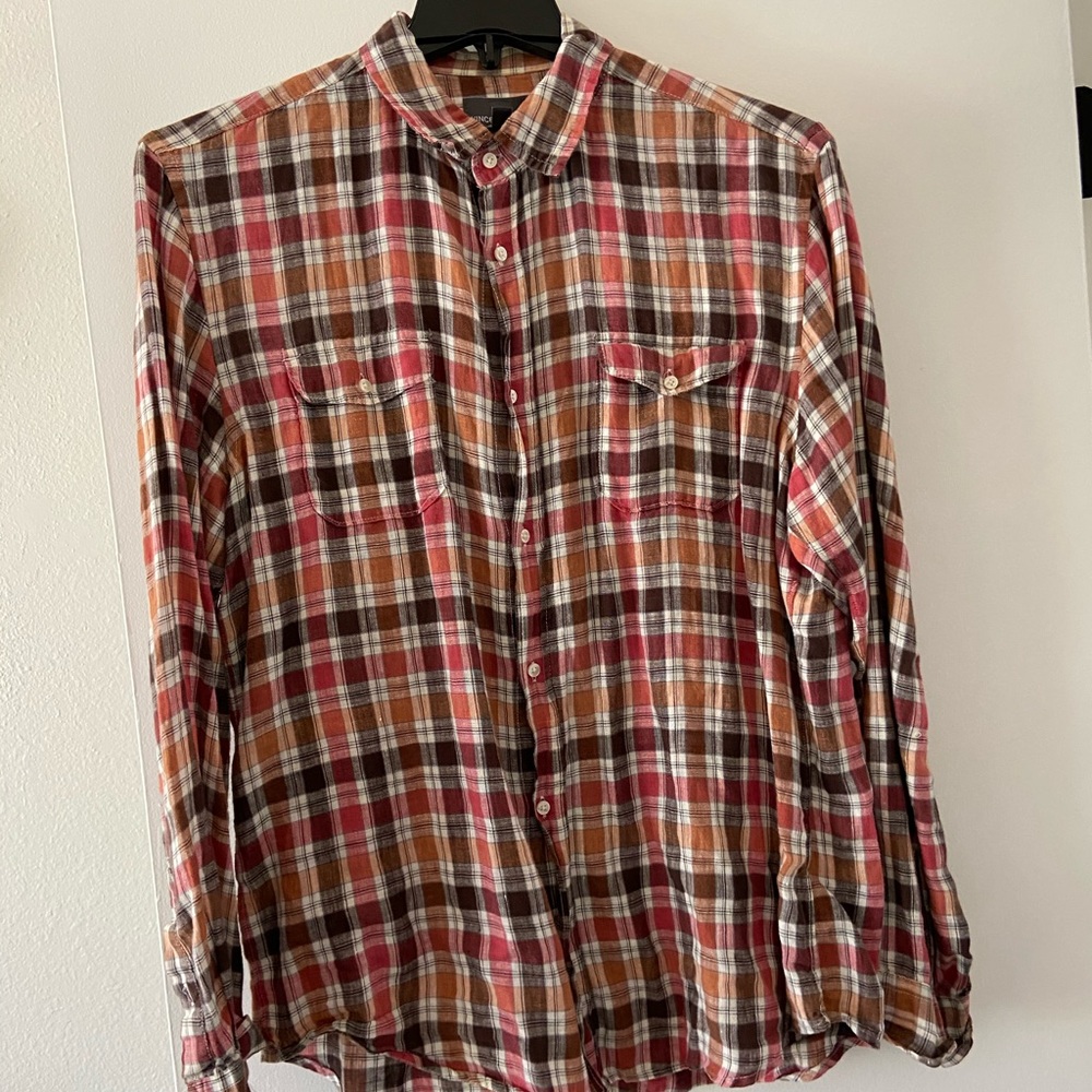 Vince Large Fall Plaid Button Down Shirt